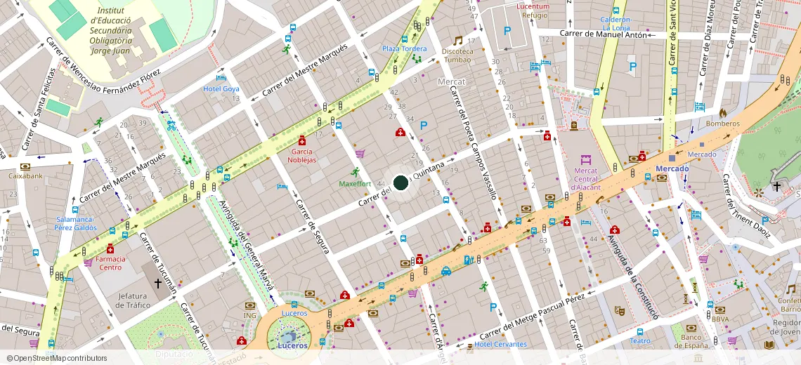 Mapa de la zona de C/ Poeta Quintana 9, Alicante